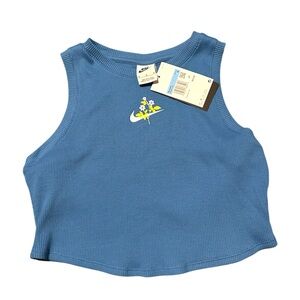 Nike Blue Ribbed Crop Top
